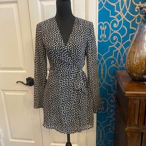 BooHoo Petite Long Sleeve Tie Mini Dress